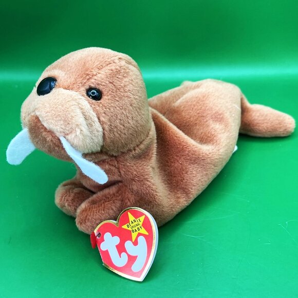 Ty Beanie Baby Lot 5 Piece Bundle Frog Seahorse Ostrich Stork Walrus Collection - Picture 11 of 16